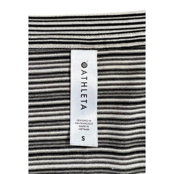 Athleta women’s stripped Top T-shirt Black/White Small Size Stretch - Picture 4 of 7